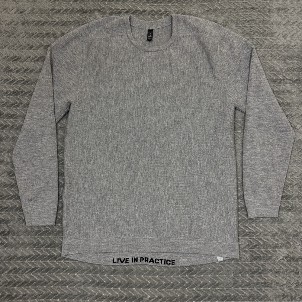 Lululemon Sweater Mens XL Gray Merino Wool Crewneck Pullover Knit Long Sleeve